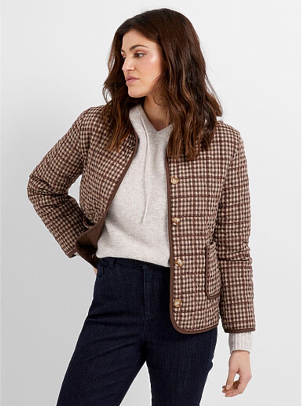 Brown gingham Quilted Jacket